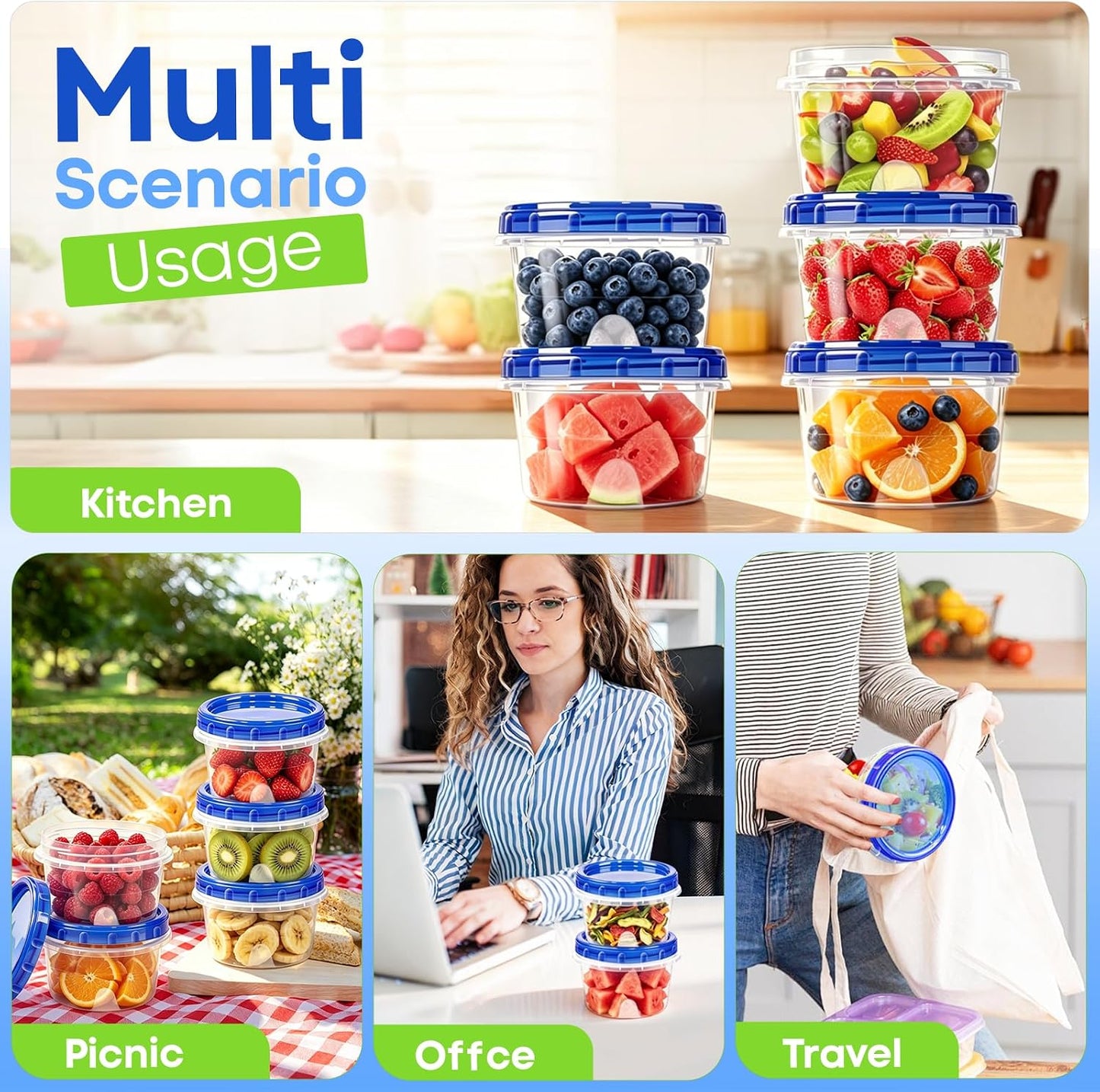 Freezer Storage Containers, 10 Pack-32 Oz Food Storage Containers with Twist Top Lids,BPA Free, Reusable, Meal Prep,Microwave and Dishwasher Safe