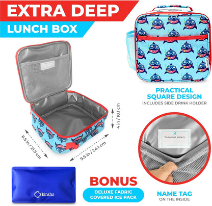 Bento Box with Stainless Steel Thermo, Insulated Lunch Bag, Ice Pack Set for Kids - 5 Compartments, Lunches or Snack Container for Girls, Toddlers Daycare Pre-School, Kindergarten Purple Unicorn
