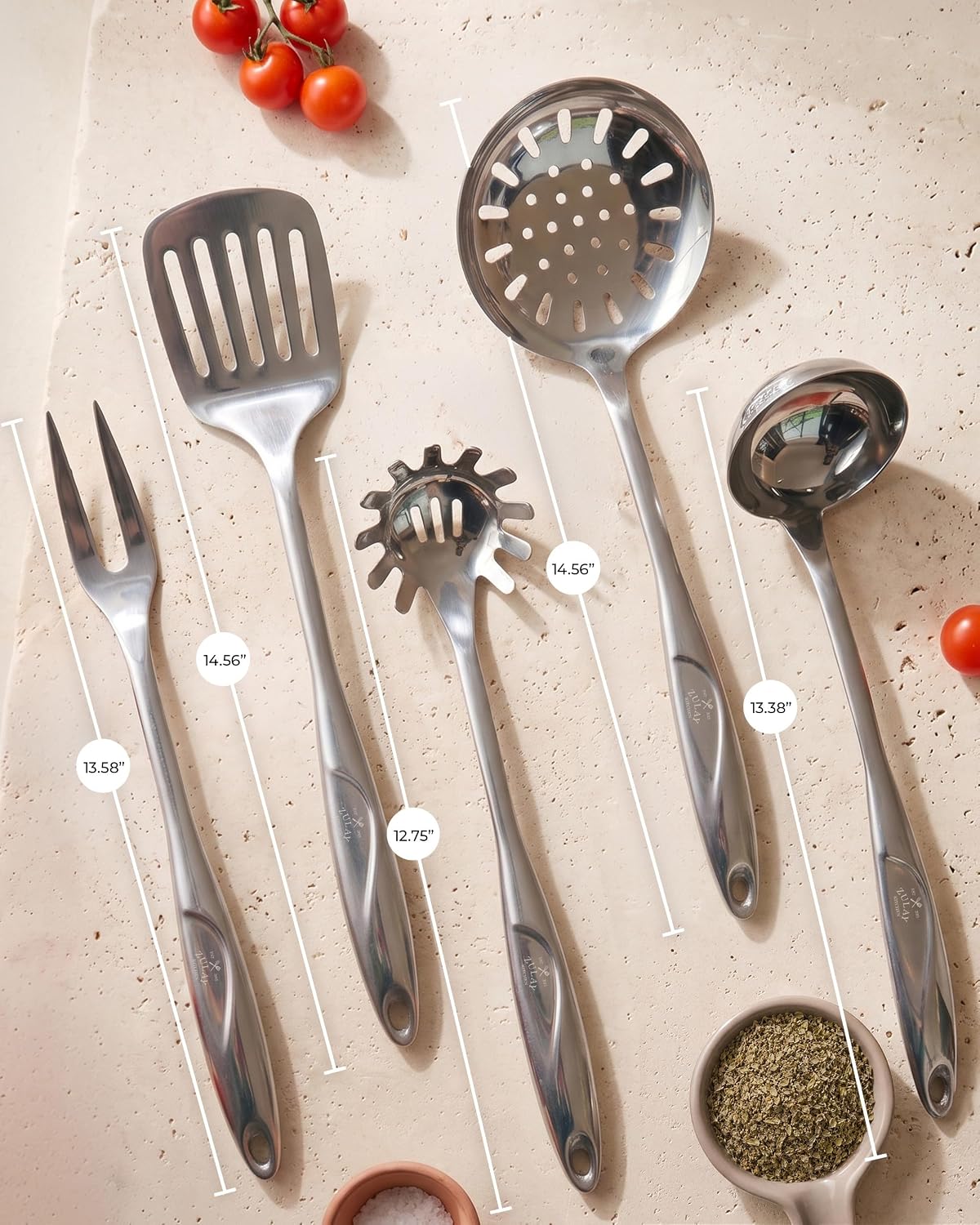 Zulay Kitchen Stainless Steel Serving Spoon - 11.5” Large Cooking & Serving Spoon with Ergonomic Handle - Durable, Rust-Resistant & Dishwasher Safe Kitchen Utensil for Cooking and Buffets