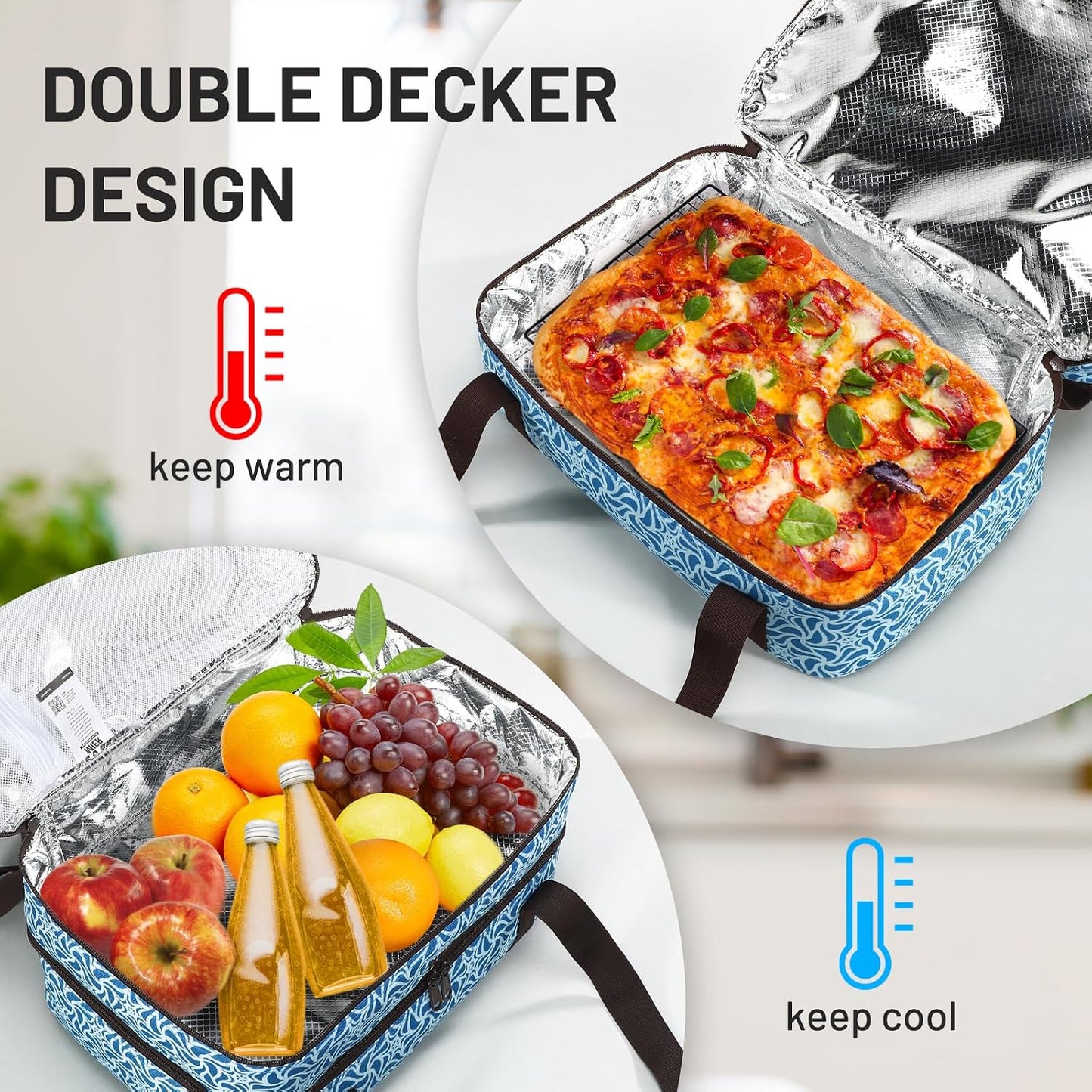 MIER Insulated Casserole Carrier for Hot or Cold Food Thermal Food Carrier Bag for Lasagna Potluck Parties Picnic Cookouts, Fits 9"x13" Baking Dish/Foil Pan, Red