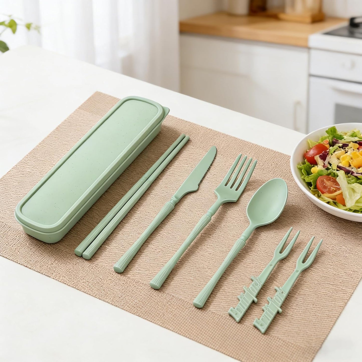1 Set Large Reusable Travel Utensils Set with Case, Camping Cutlery for Office, Lunch, Dorm & Daily Work Use, Includes Spoon, Knife & Fork((Pink)