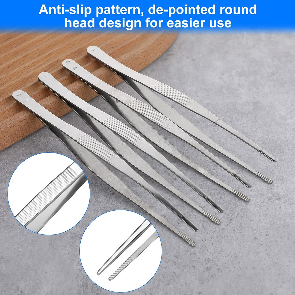 4 PCS Bar Tweezers Long Cooking Tweezers Garnish Tongs Kitchen Tweezers for Cooking Metal Tongs Reptile Feeding Tongs, Kitchen Tongs for Cooking Korean Barbecue Tongs for Cocktail Cooking 8 Inch
