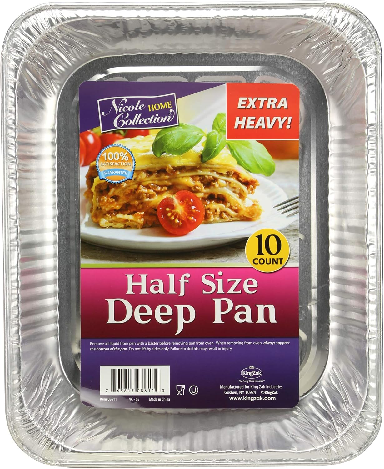 Nicole Home Collection Aluminum Pans With Lids Half Size 9x13 Extra Heavy Duty, Disposable Foil Pans For Baking (25 Sets)