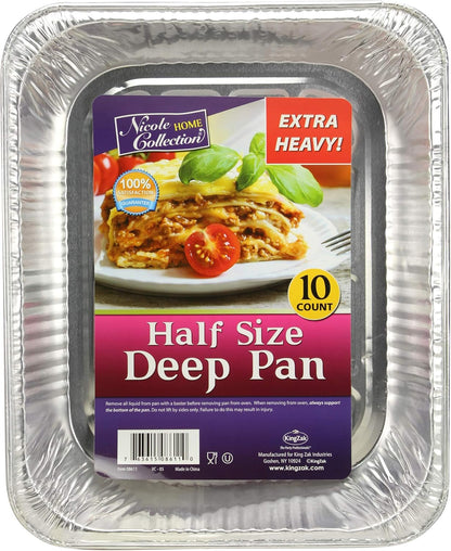 Nicole Home Collection Aluminum Pans With Lids Half Size 9x13 Extra Heavy Duty, Disposable Foil Pans For Baking (25 Sets)