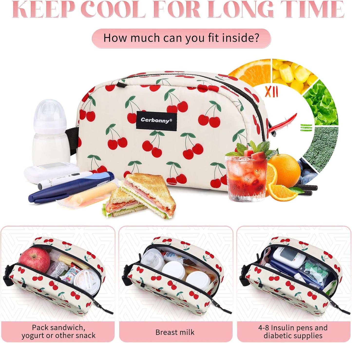 Cerbonny Freezable Cooler Bag for Work/School Travel - Mini Insulated Bag Fit For Yogurt