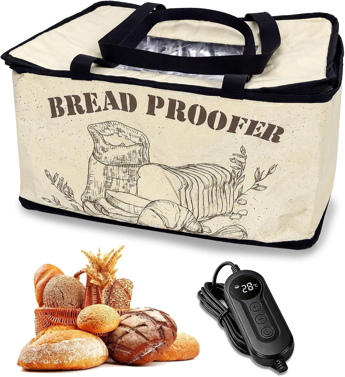 Foldable Bread Proofing Box, 50–113℉ Temp Control &Timer for Dough, Yogurt