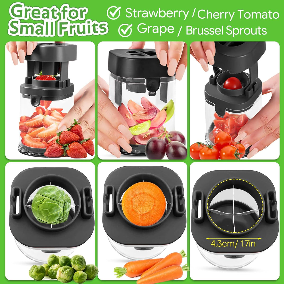 Small Fruit Cutter for Grape, Strawberry, Cherry Tomato (Red)
