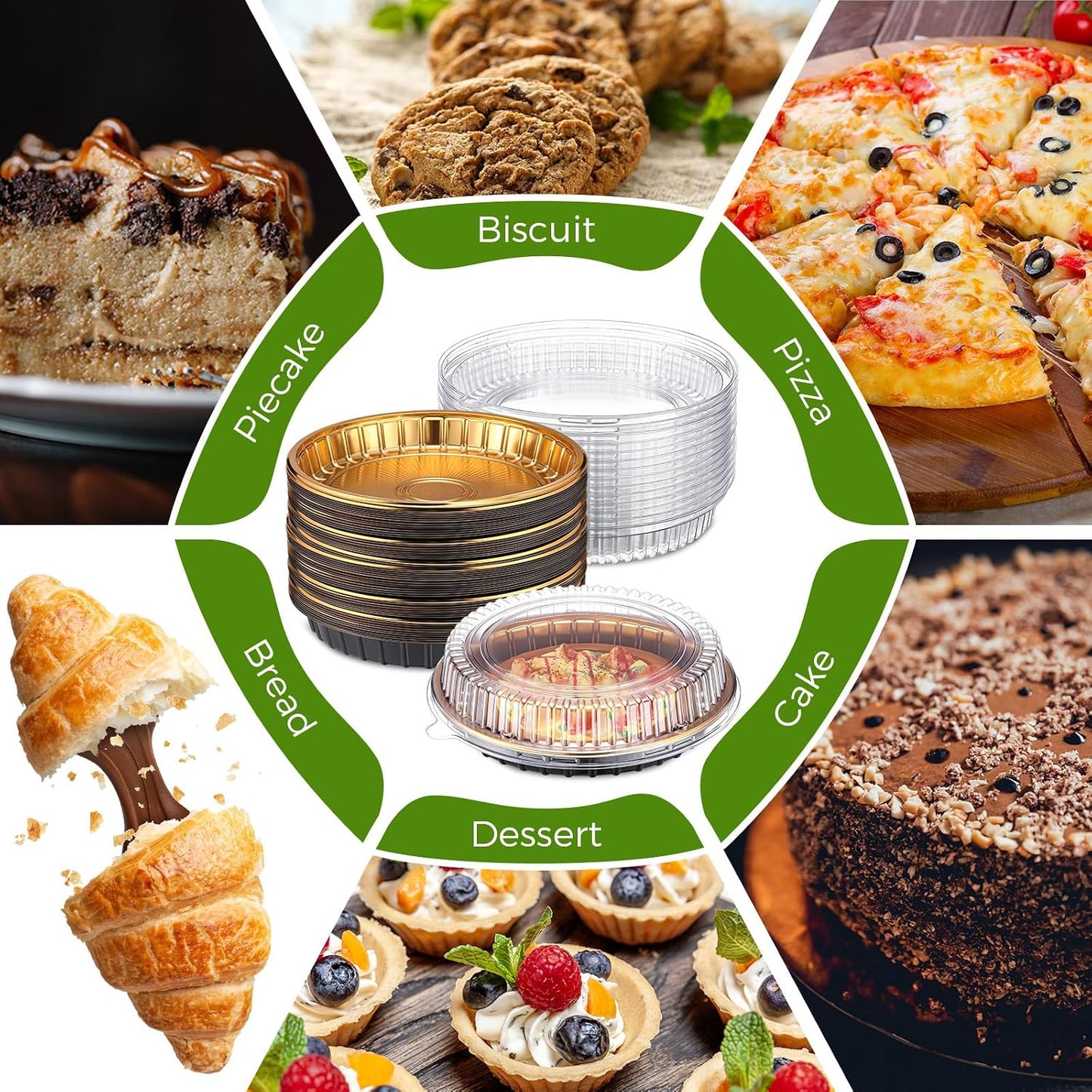 Vesici 30 Pcs 9'' Plastic Pie Containers Disposable Clear Dessert Containers with Lids Round Pie Keeper Clamshell Takeout Food Carrier for Takeout Boxes Food Cake Doughnut Storage