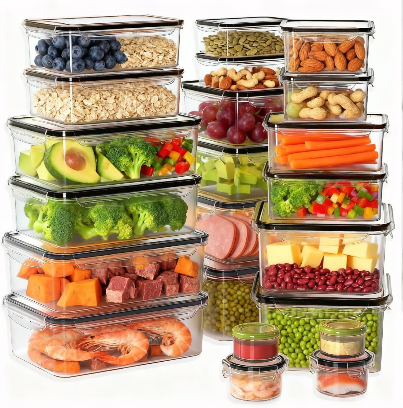 52-Piece Large Food Storage Containers with Lids Airtight, Health Material 85oz Leakproof Reusable Plastic Storage Containers, for Lunch, Meal Prep, and Leftovers, Kitchen Organizer, Freezer Container