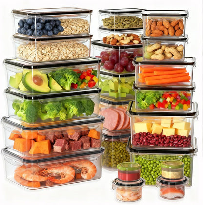 52-Piece Large Food Storage Containers with Lids Airtight, Health Material 85oz Leakproof Reusable Plastic Storage Containers, for Lunch, Meal Prep, and Leftovers, Kitchen Organizer, Freezer Container