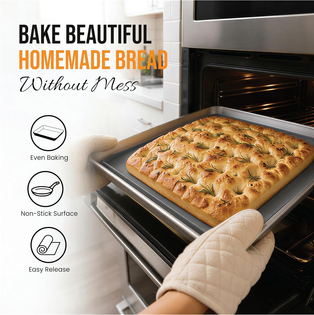 Premium Silicone Baking Mat with 0.4-Inch Raised Rim, Non-Stick Jelly Roll Pan Liner for Countertop and Oven, Food-Grade Protective Border Design