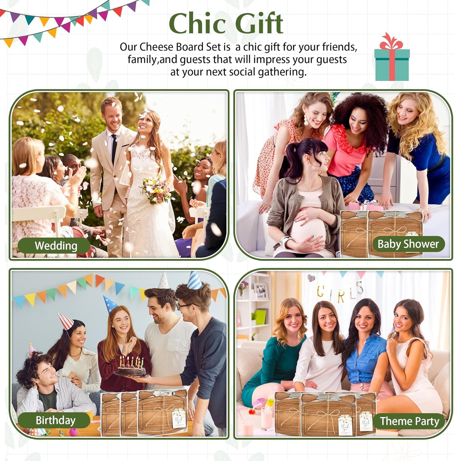 6 Set Baby Shower Prizes For Game Winners Adults,Baby Shower Wedding Favors For Guests,Bridal Shower Gifts,Bamboo Mini Cheese Boards Charcuterie Boards,Thank You Gift Bulk(Acacia, 6)