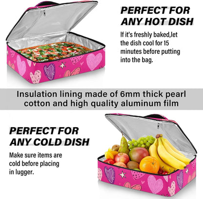 Casserole Carriers for Hot or Cold Food Reusable Casserole Dish Carrier Insulated Thermal Large Capacity Durable Perfect for Party Camping Family Gatherings Yellow Fish - Colors B
