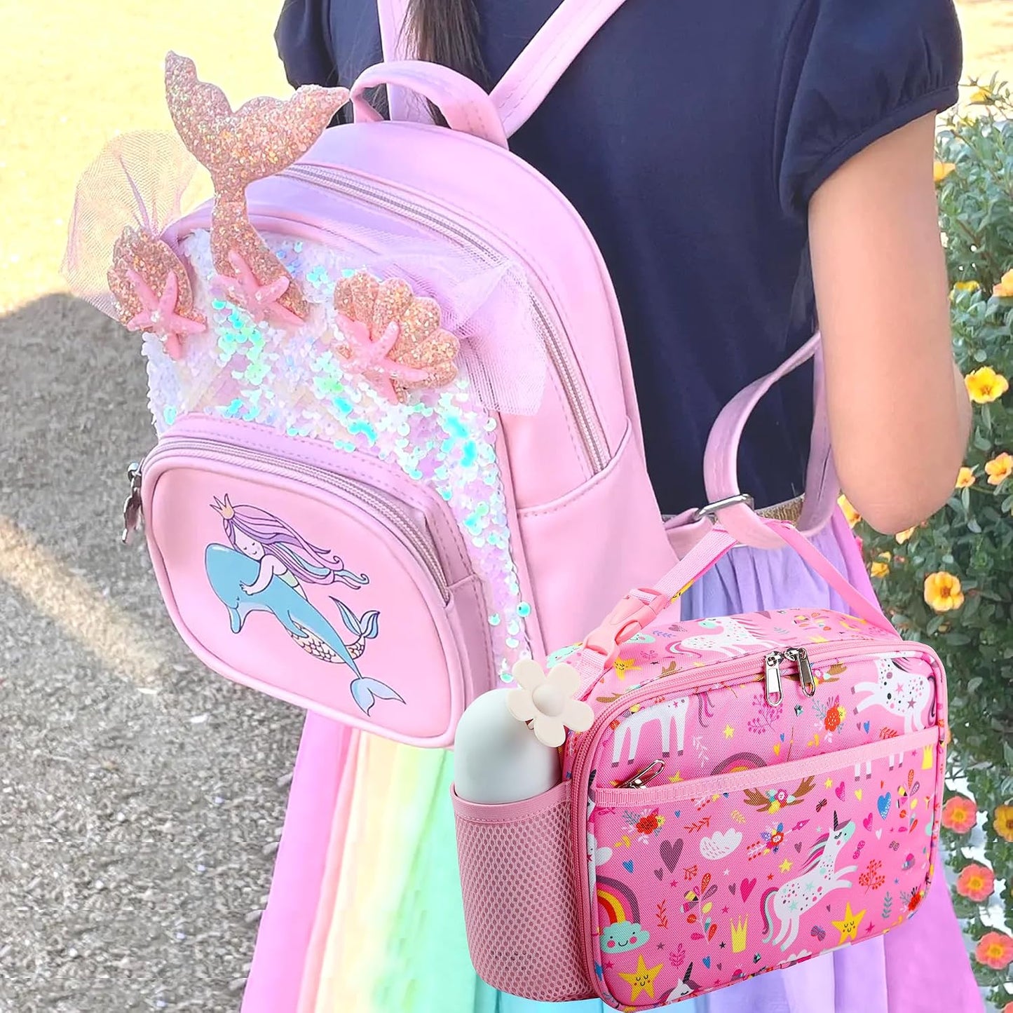RLGPBON Kids Lunch Bag,Insulated Lunch Box for Girls,Lunch Bag Toddler Teen,School Daycare Cute Travel bags