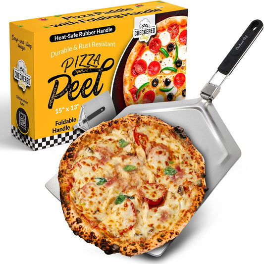 Checkered Chef Pizza Peel - Foldable 13" x 15" Aluminum Spatula Paddle