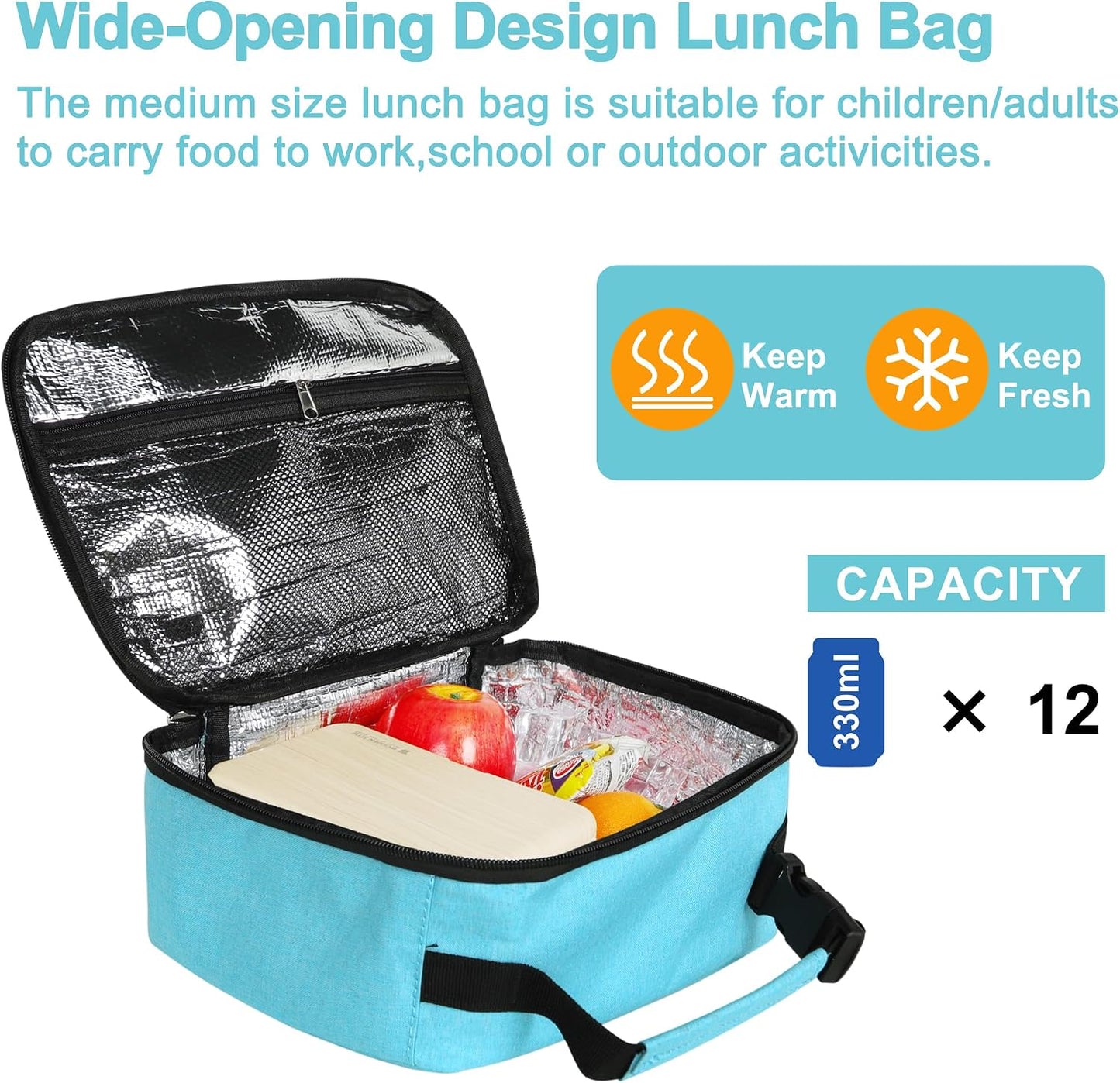 esouler Lunch Box Kids Insulated Lunch Bag for Boys & Girls Durable Children Lunchbox for School with Water Bottle Holder-Black