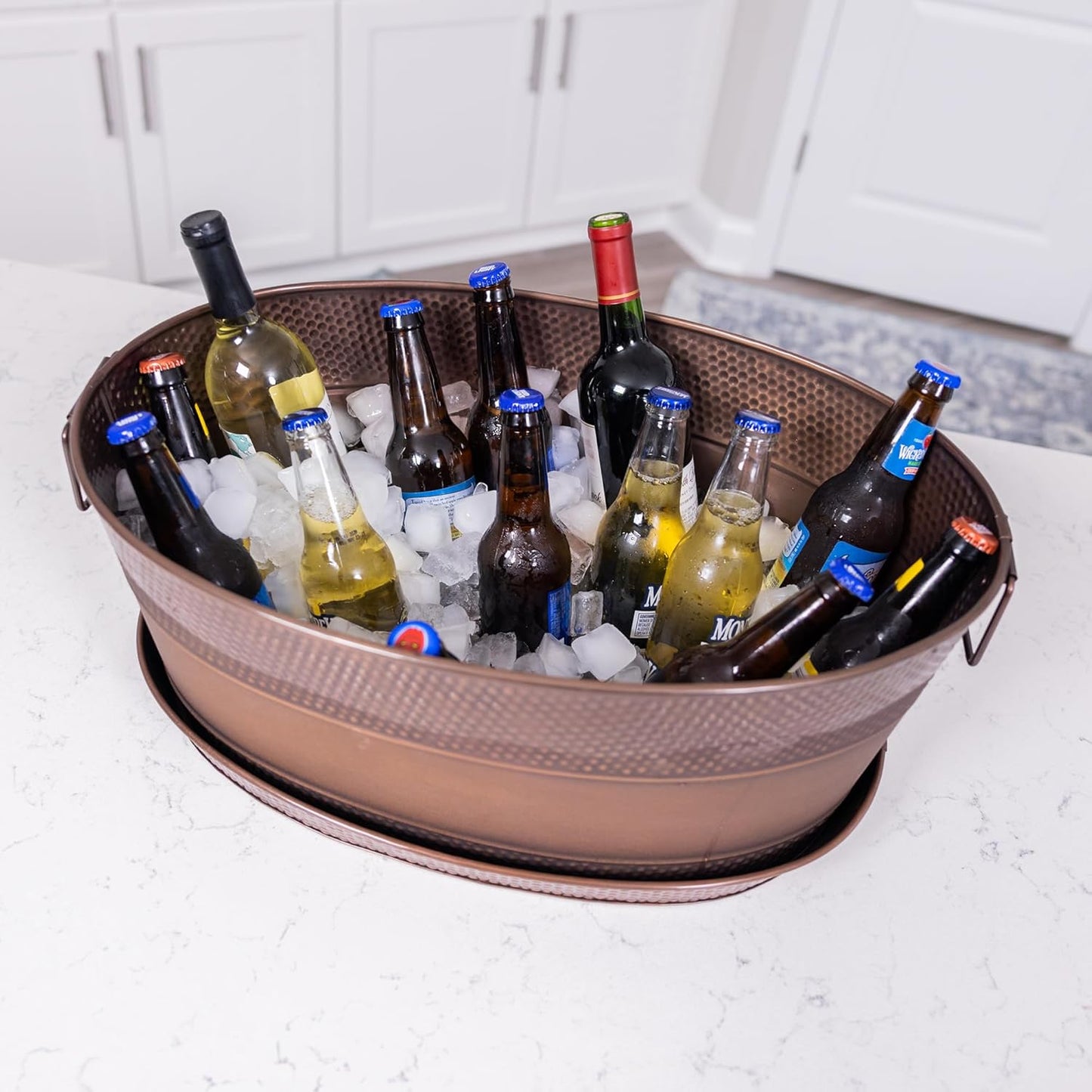 BREKX Aspen Heavy-Duty Oval Stainless Steel Drink Cooler for Parties - Metal Large Ice Bucket for Drinks, 25-Quart (30-Bottle) Large Cooler Ice Container for Parties