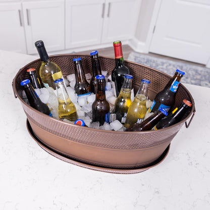 BREKX Aspen Heavy-Duty Oval Stainless Steel Drink Cooler for Parties - Metal Large Ice Bucket for Drinks, 25-Quart (30-Bottle) Large Cooler Ice Container for Parties