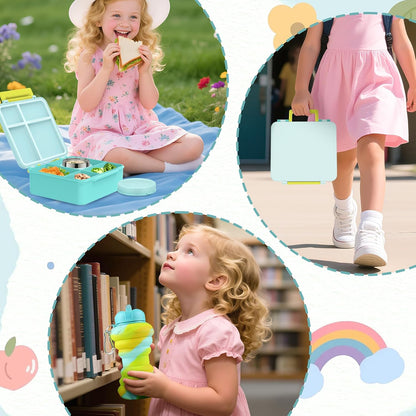 Lunch Box Kids, Leak Proof 5 Compartment Bento Box for Kids, 13oz Thermo for Hot Food Kids Lunch Box,Hot Lunch Box for School Travel