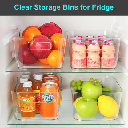 Heyuzb Set of 8 Clear Fridge Organizer Bins, Stackable Refrigerator Organizers and Storage for Fridge, Freezer, Pantry, BPA Free