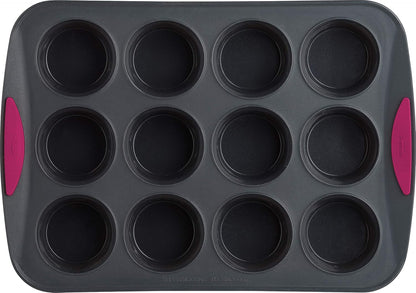 Trudeau Silicone Muffin Pan, 12 Cavities, Fuchsia (Model: 05115197KR)