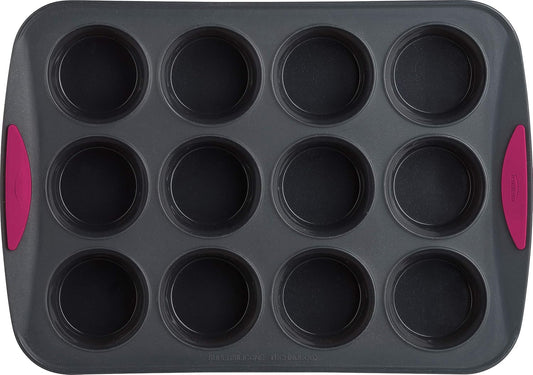 Trudeau Silicone Muffin Pan, 12 Cavities, Fuchsia (Model: 05115197KR)