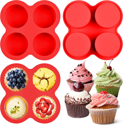 2 Pack Air Fryer Egg Bite Molds, 4-Cup Mini Round Muffin Pans Silicone Baking Molds For Oven, Air Fryer and Pot Production Egg Bites, Cupcake, Muffin, Tart, Frittata, Quiche (2 Pack 5.3 x 5.3 inch)