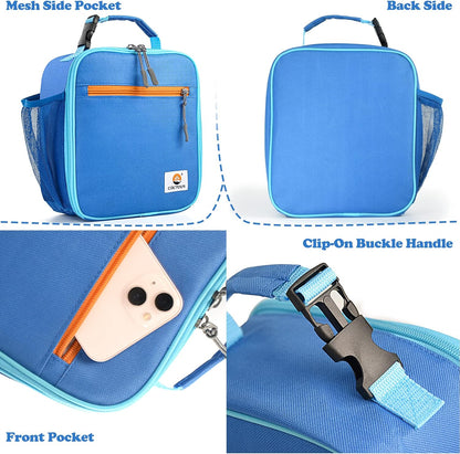 CaCTOUR Lunch Box Kids,Premium Insulated Lunchbox for Girls Boys,Soft Mini Cooler Bag Back to School Thermal Reusable Lunch Bag for Work School Picnic (Blue)