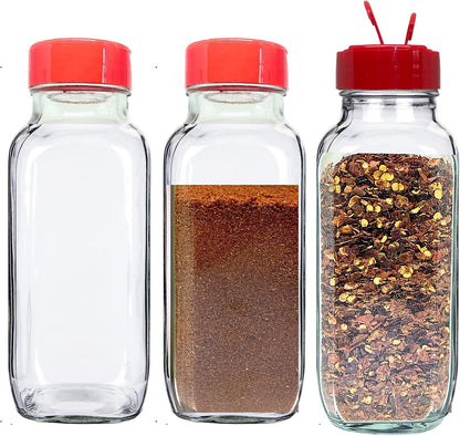 JARMING COLLECTIONS 16oz Glass Spice Shakers with Lids – Large Seasoning Containers with Shaker Tops for Kitchen, Pantry & Herb Storage
