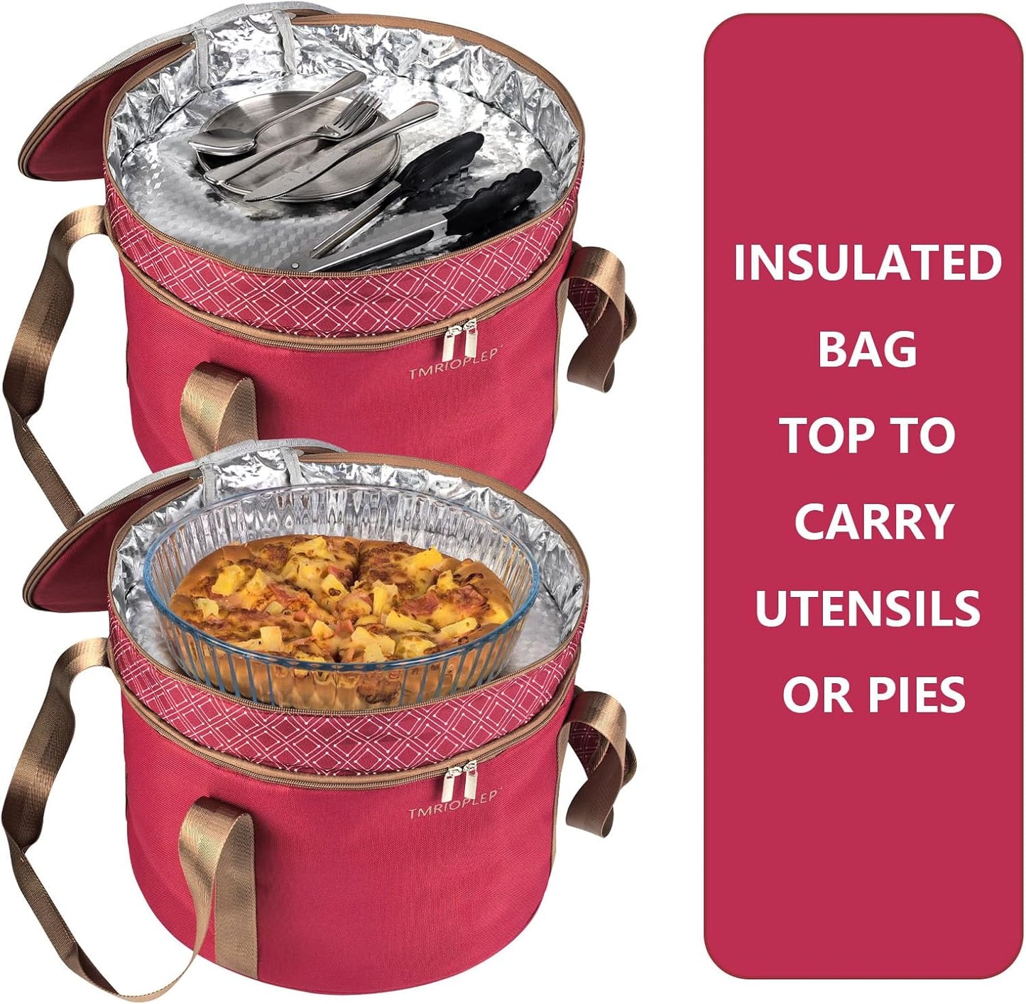 12 Inch Cake carrier Container with Lid and Handles Includes Insulated Bag for Safe Transportation of Buttercream Doesn't Melt Easy for Cakes, Pies and Cupcakes (Grey)