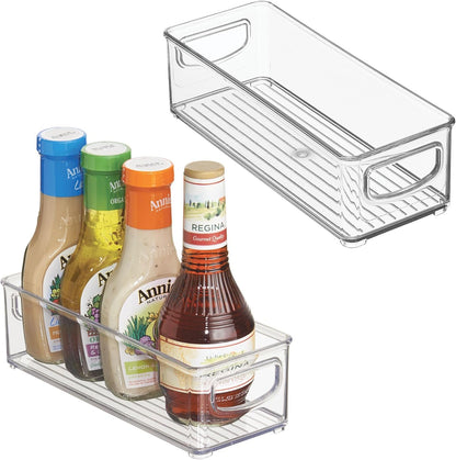 iDesign Plastic Stackable Pantry Bin - Storage Bin with Handles for Cabinets or Fridge - Set of 2 - Clear