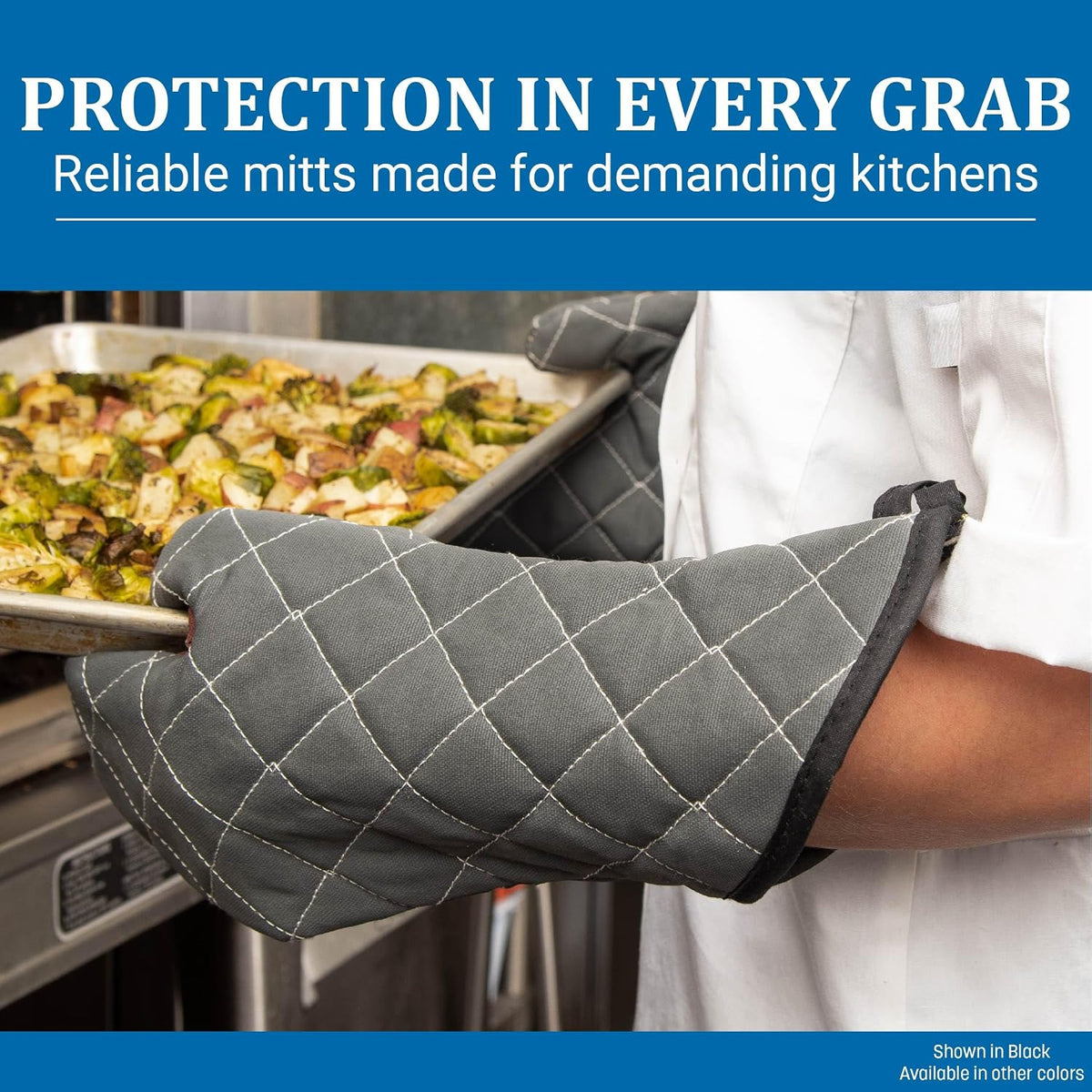 Oven Mitts, San Jamar BestGuard, Professional Grade, 15", Pair, Black
