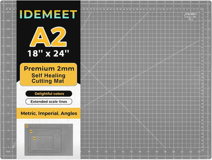 Self Healing Cutting Mat 18" x 12", A3 Double-Sided for Quilting & Sewing, Non-slip, 5-Ply Rotary Cutting Mat for Crafts Cutting Fabric Scrapbooking, and Small Modeling Projects, Anthracite Gray