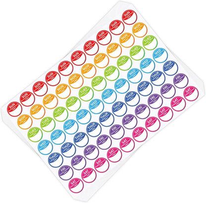 Lesnala 2520 Pcs Food Labels Stickers 7 Day of The Week Food Labels Writable and Peel Tab for Home Kitchen Restaurant Monthly Planners Meal Prep Accessory 1inch