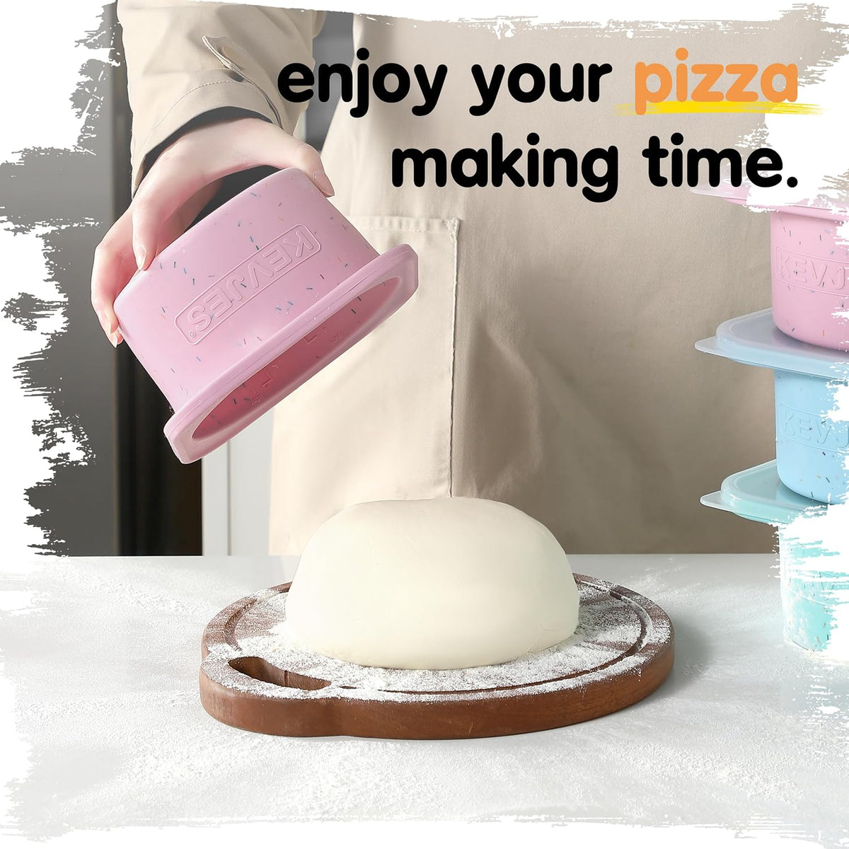 PLUS 1000ml Pizza Dough Proofing Containers, 2-Pack, Green