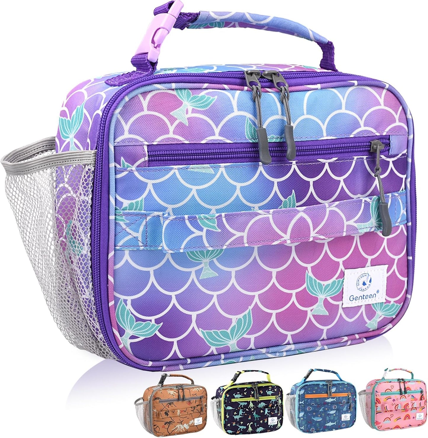Genteen Lunch Box Kids, Insulated Lunch Bag Kids Boys Girls Back to School, Soft Lunch Box for Men Reusable Lunchbox for Office,Outdoor,School (Black)