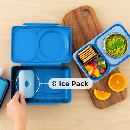 Omie OmieBox UP bento Box for Kids | Insulated Lunch Box | Leak Proof Vacuum Insulated Thermal Food jar | Cooler ice Pack | 2 Compartments (Cherry Pink)