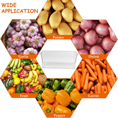 Potato and Onion Storage Bin for Pantry,Clear Stackable Plastic Storage Bins with Handles,Closet Storage Bin Open Front for Kitchen Pantry Bathroom,Onions and Potatoes,Fruits Vegatable Basket
