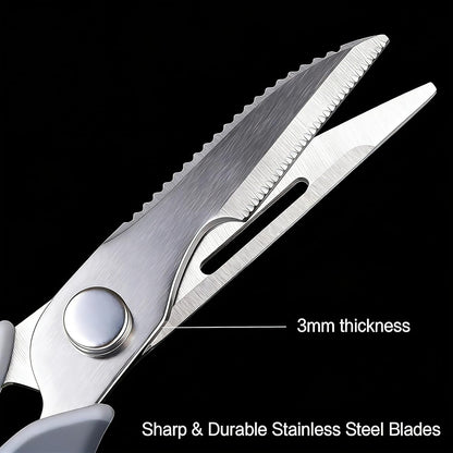 Kitchen Scissors for Food Heavy Duty, All Purpose Kitchen Shears that Come Apart Dishwasher Safe, Sharp Stainless Steel Cooking Scissors for Meat, Poultry, Fish (Grey)