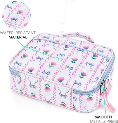 mibasies Kids Lunch Box for Girls Toddler, Insulated and Reusable Lunch Bag for School, Pink Rainbow