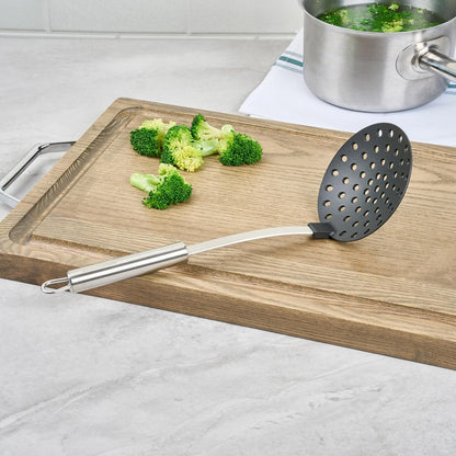 Restaurantware Stainless Steel Spider Skimmer - German Standard Wire Skimmer with Ergonomic Handle, Dishwasher Safe - Wire Strainer Pasta Spoon for Cooking & Frying