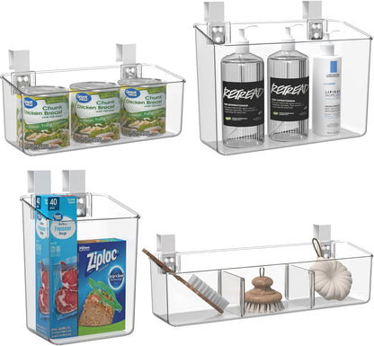 vacane Office Hanging Organizer, Clear Hanging Baskets for Organizing Over the Cabinet Organizer Holder for Kitchen, Pantry, Bathroom-Hang Outside or Inside Door-XL