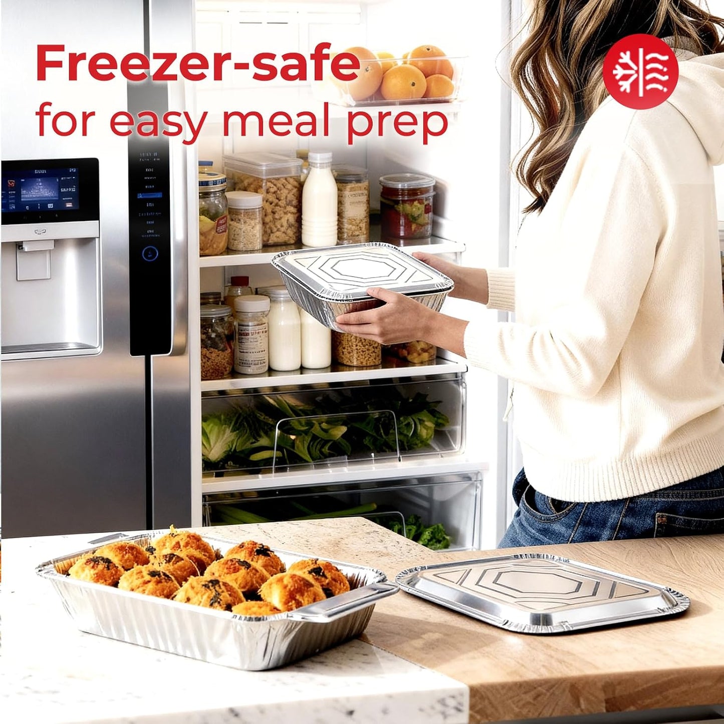 Aluminum Pans Disposable Half Size (25Pack with lids) – 9x13 Heavy Duty Foil Pans, Durable & Recyclable Baking Pans, Table Trays, Great for BBQ, PCooking, Roasting, Heating