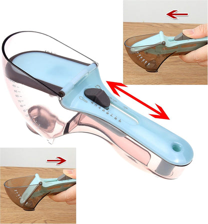 Kare & Kind 2x Adjustable Measuring Cups/Spoons - Large and Small - Imperial and Metric - Oz, Ml, Cups, Tbsp, Tsp - Adjustable Space Saving Kitchen Tool for Cooking and Baking - Wet and Dry
