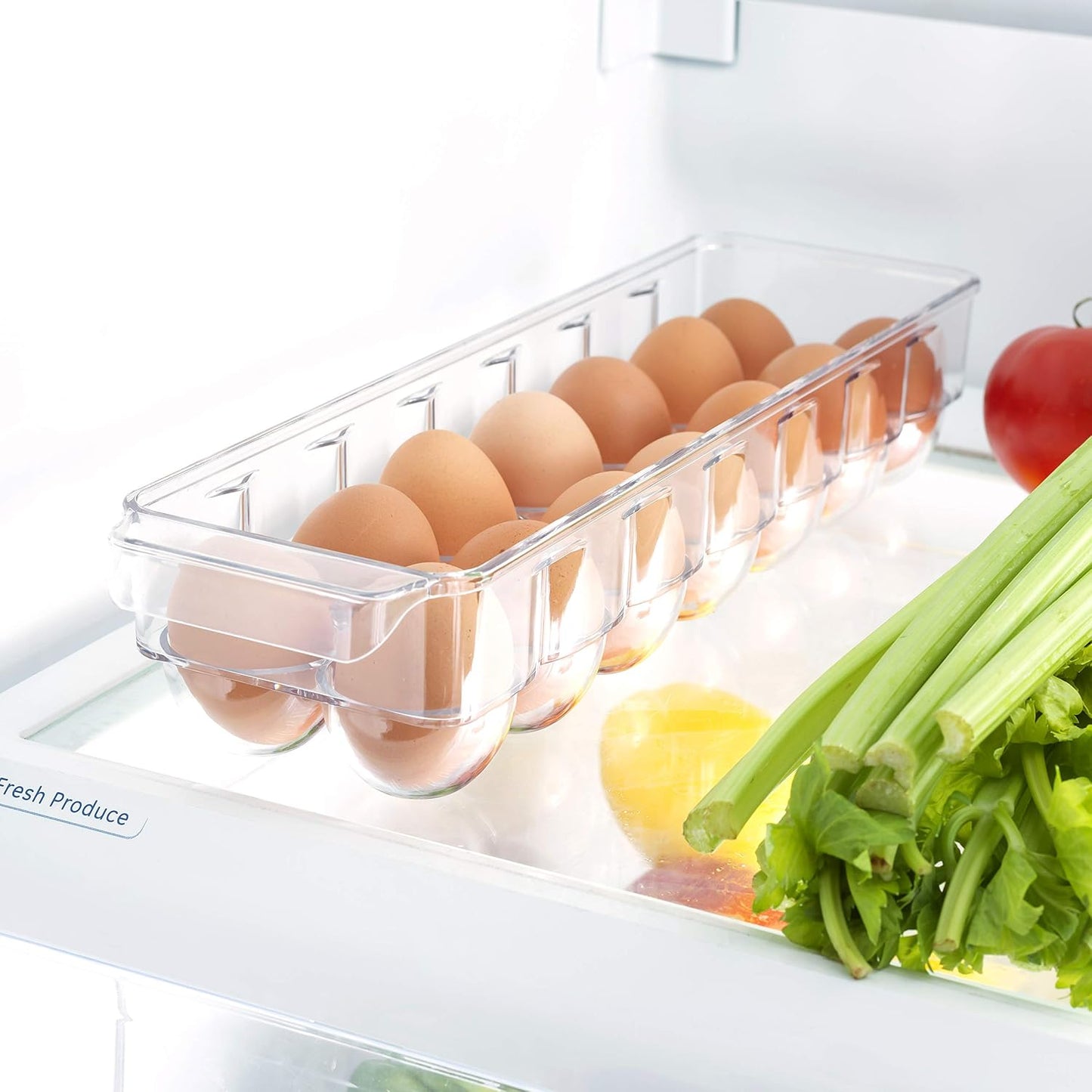 Home Basics Transparent Egg Holder with Clear Cover Durable Plastic Bin for Convenient Fridge and Pantry Organization | Ideal for Keeping Eggs Fresh and Neatly Organized