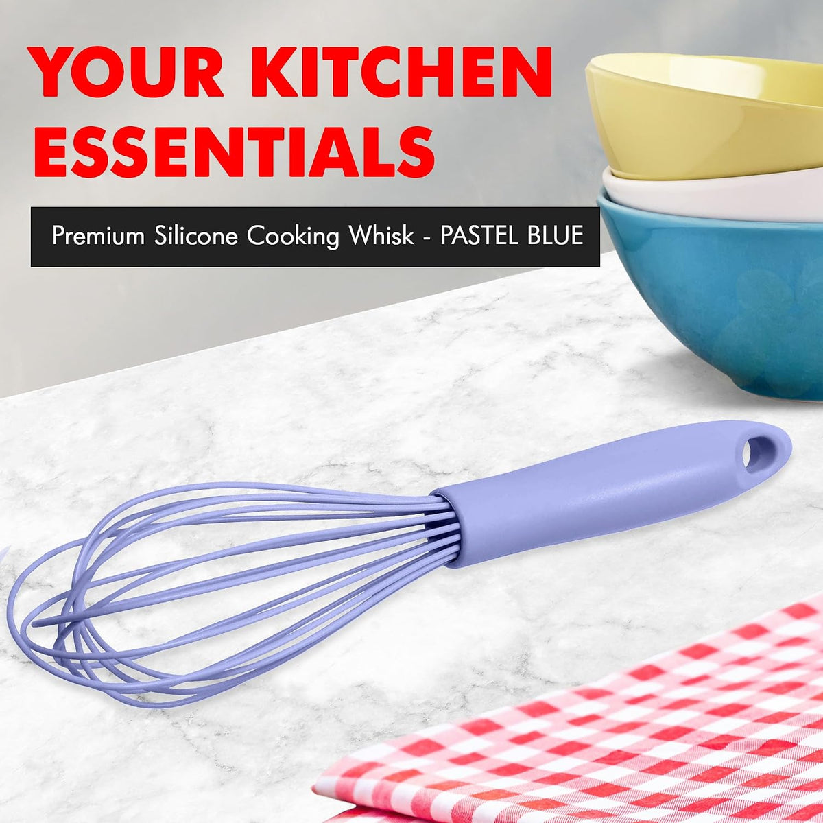 Chef Craft Premium Silicone Wire Cooking Whisk, 10.5 Inch, Red