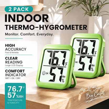 Antonki 2 Pack Room Thermometer Indoor Hygrometer