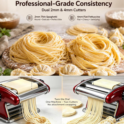 XINGYUEXUAN Pasta Maker Machine, Manual Noodle Maker, 2mm & 4mm Cutters