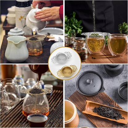 Tea Strainers with Drip Bowls, Gold, 2 Pack
