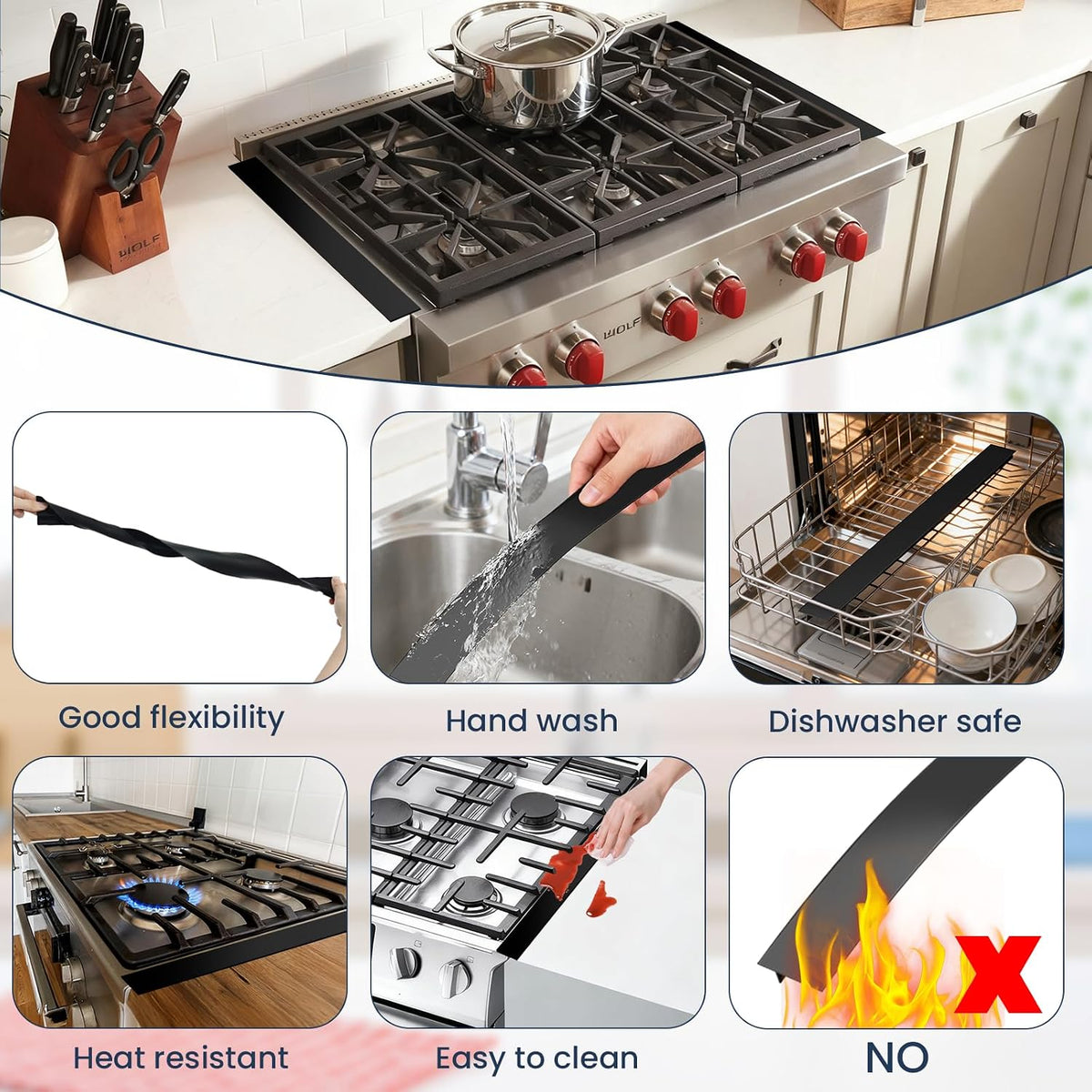2PCS Kitchen Stove Counter Gap Covers Stainless Steel (13.8"-27.5" Silver)